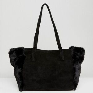Urbancode  Black Suede and Faux Fur Shopper NWOT